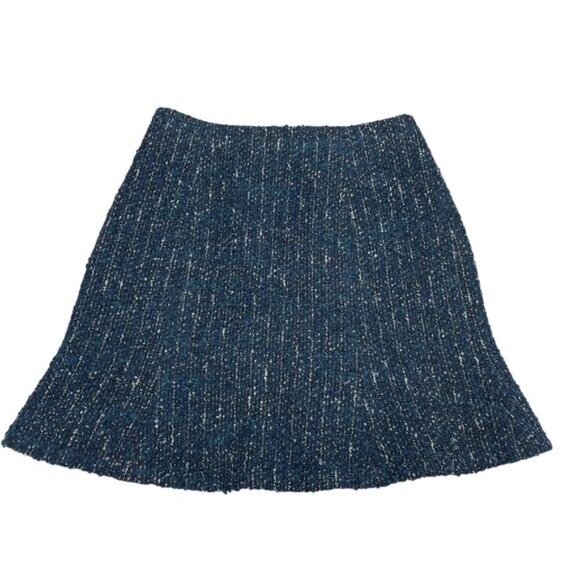 CLUB MONACO Alvara Wool Blend Tweed A-Line Skirt Sz 4 Blue Green - Picture 2 of 6